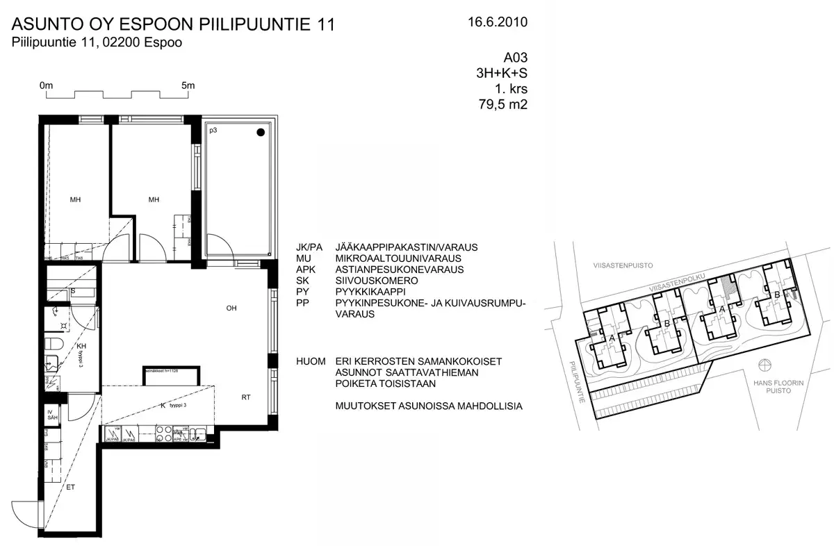 3h+k+s 79,5 m², piilipuuntie 11 espoo 1