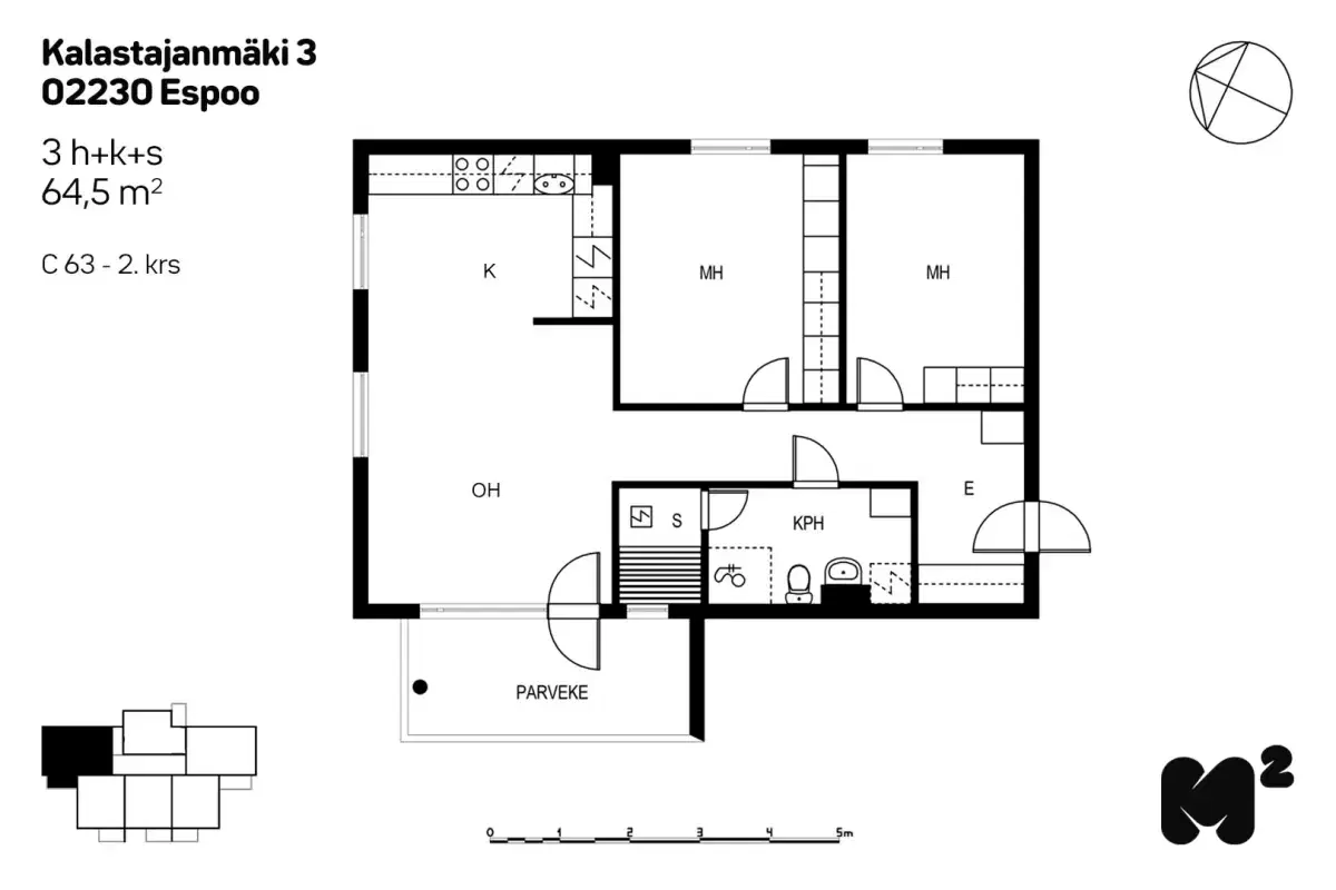 3h+k+s 64,5 m², kalastajanmäki 3 espoo 1