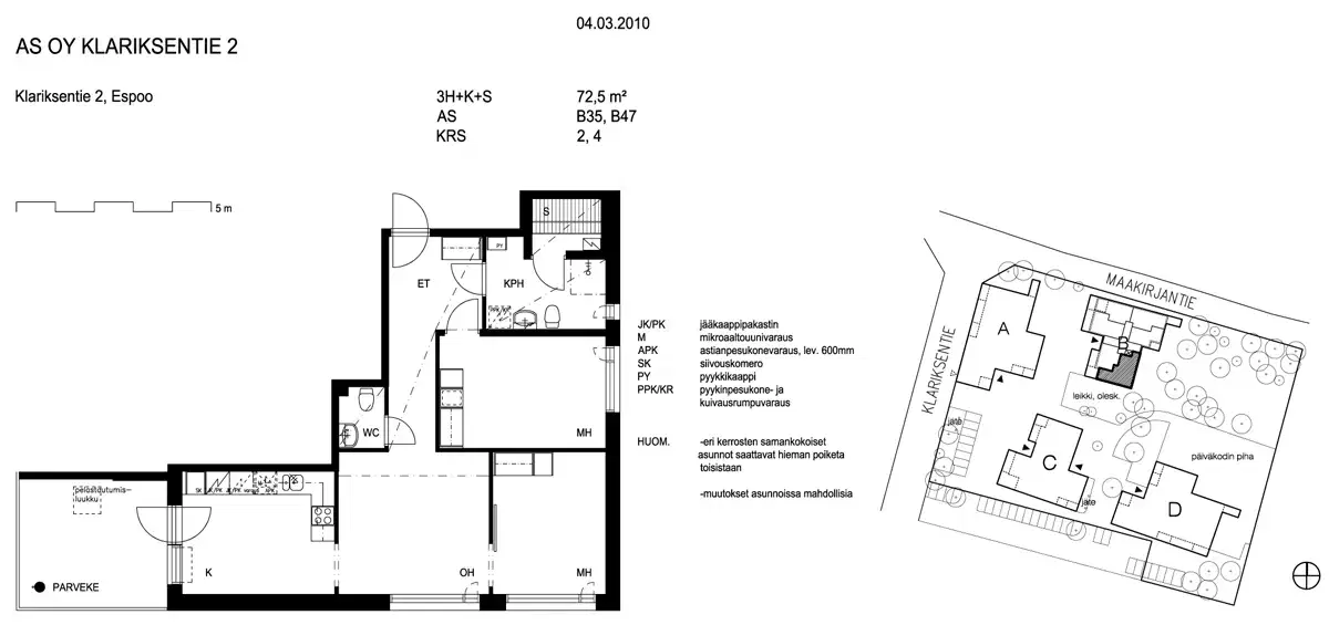 3h+k+s 72,5 m², klariksentie 2 espoo 1