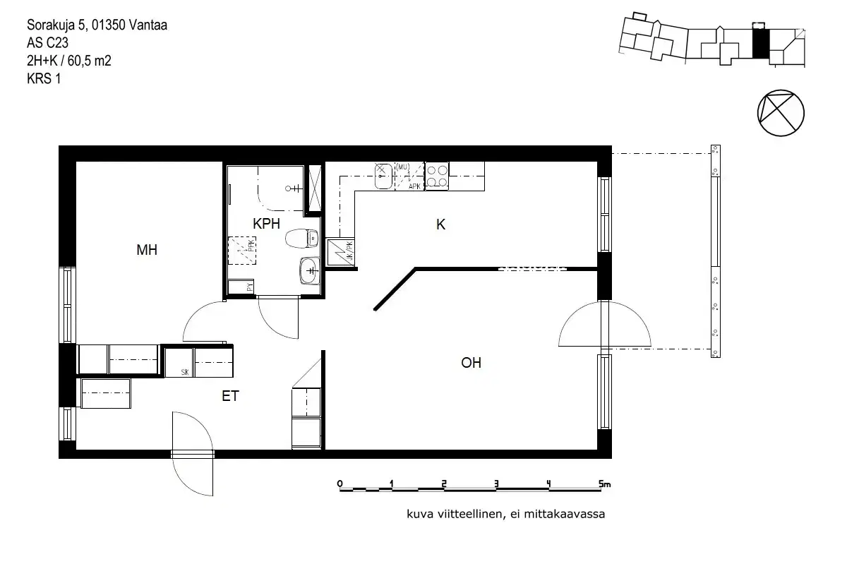 2h+k 60,5 m², sorakuja 5 vantaa 1