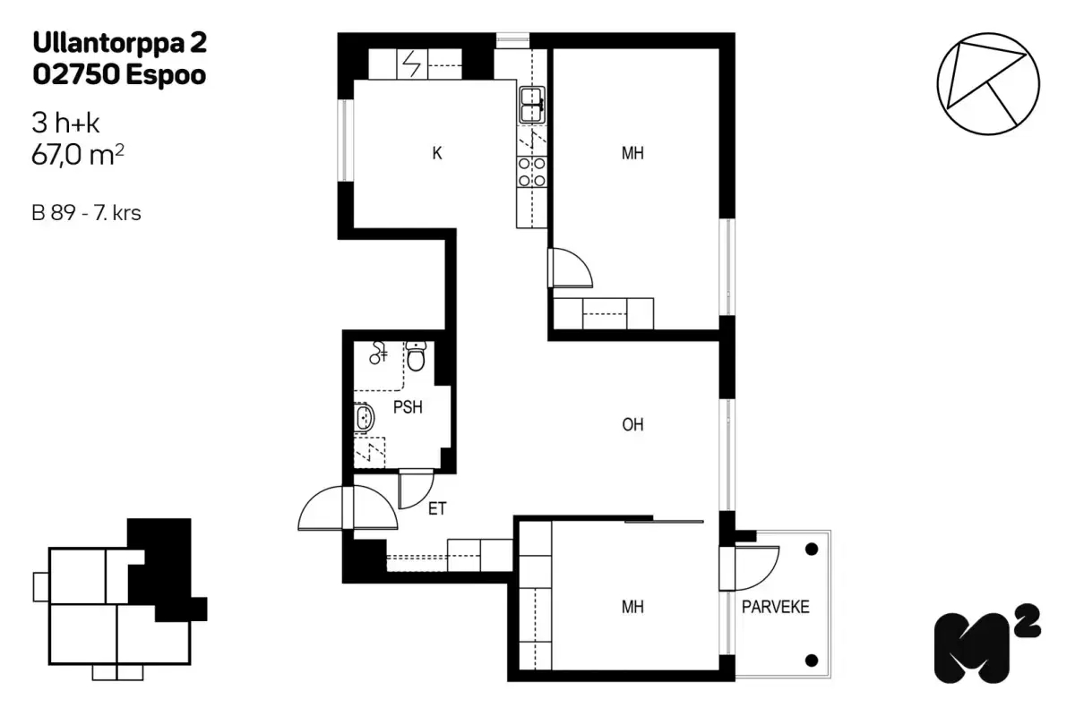 3h+k 67,0 m², ullantorppa 2 espoo 1