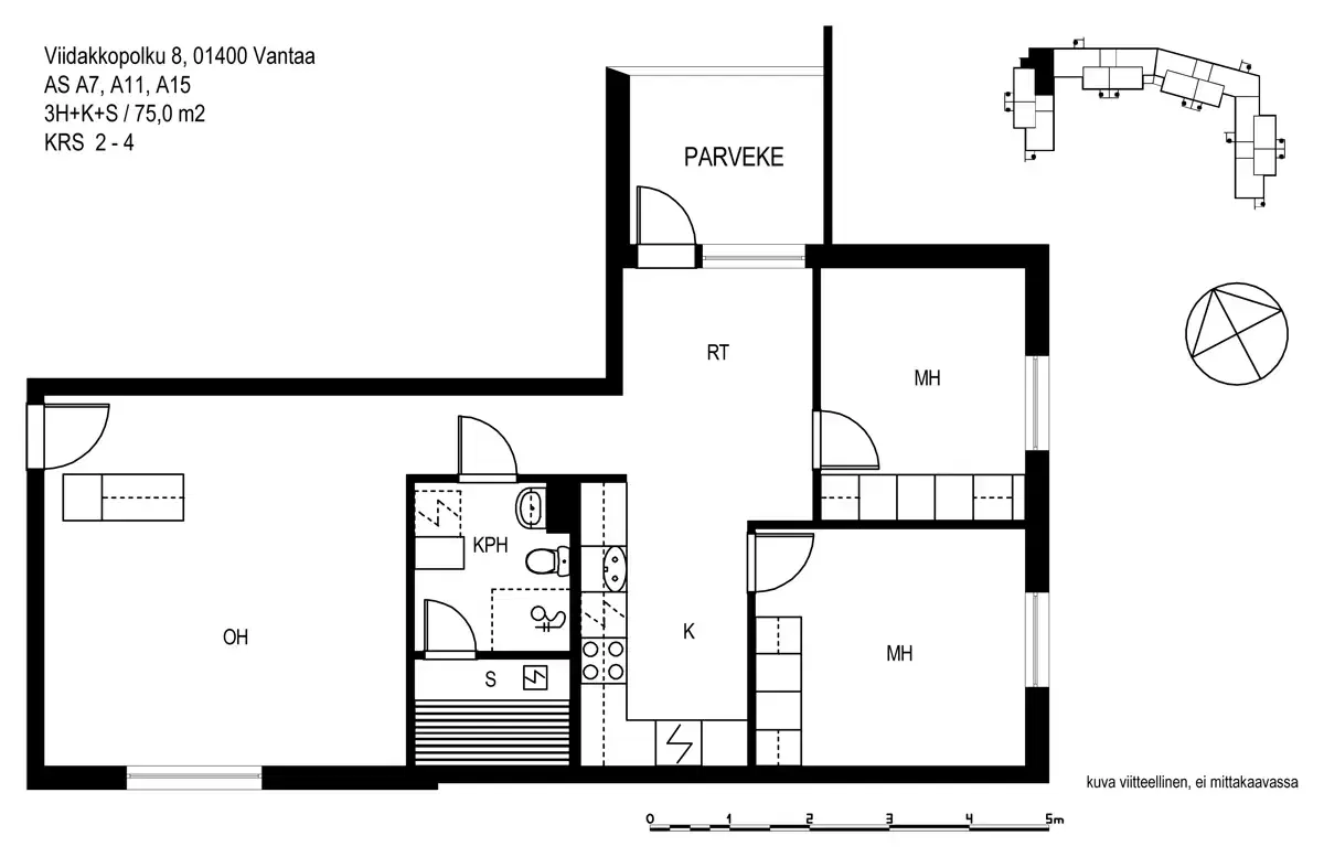 3h+k+s 75,0 m², viidakkopolku 8 vantaa 1