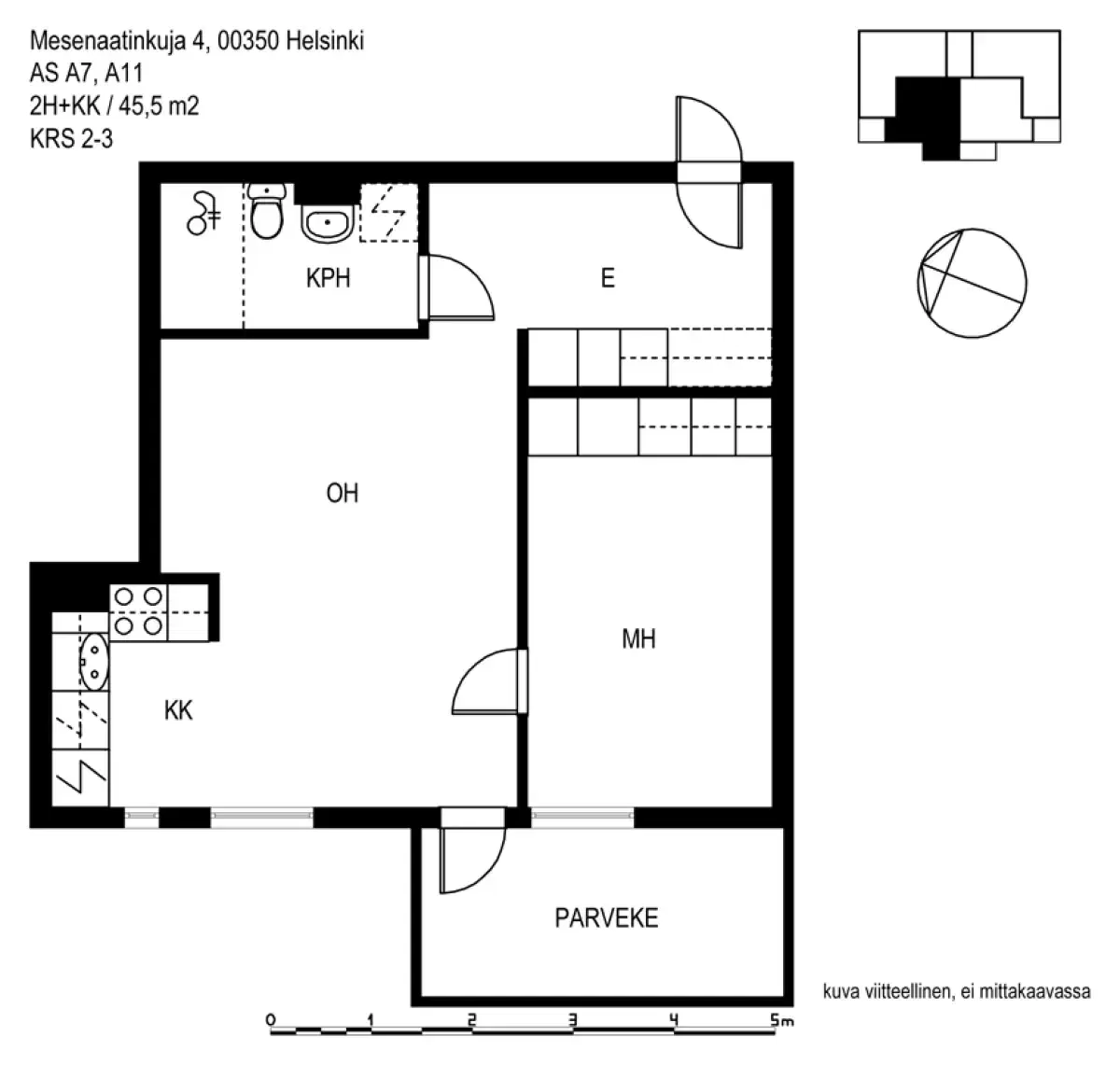 2h+kk 45,5 m², mesenaatinkuja 4 helsinki 1