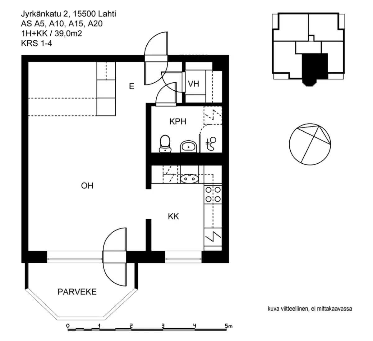 1h+kk 39,0 m², jyrkänkatu 2 lahti