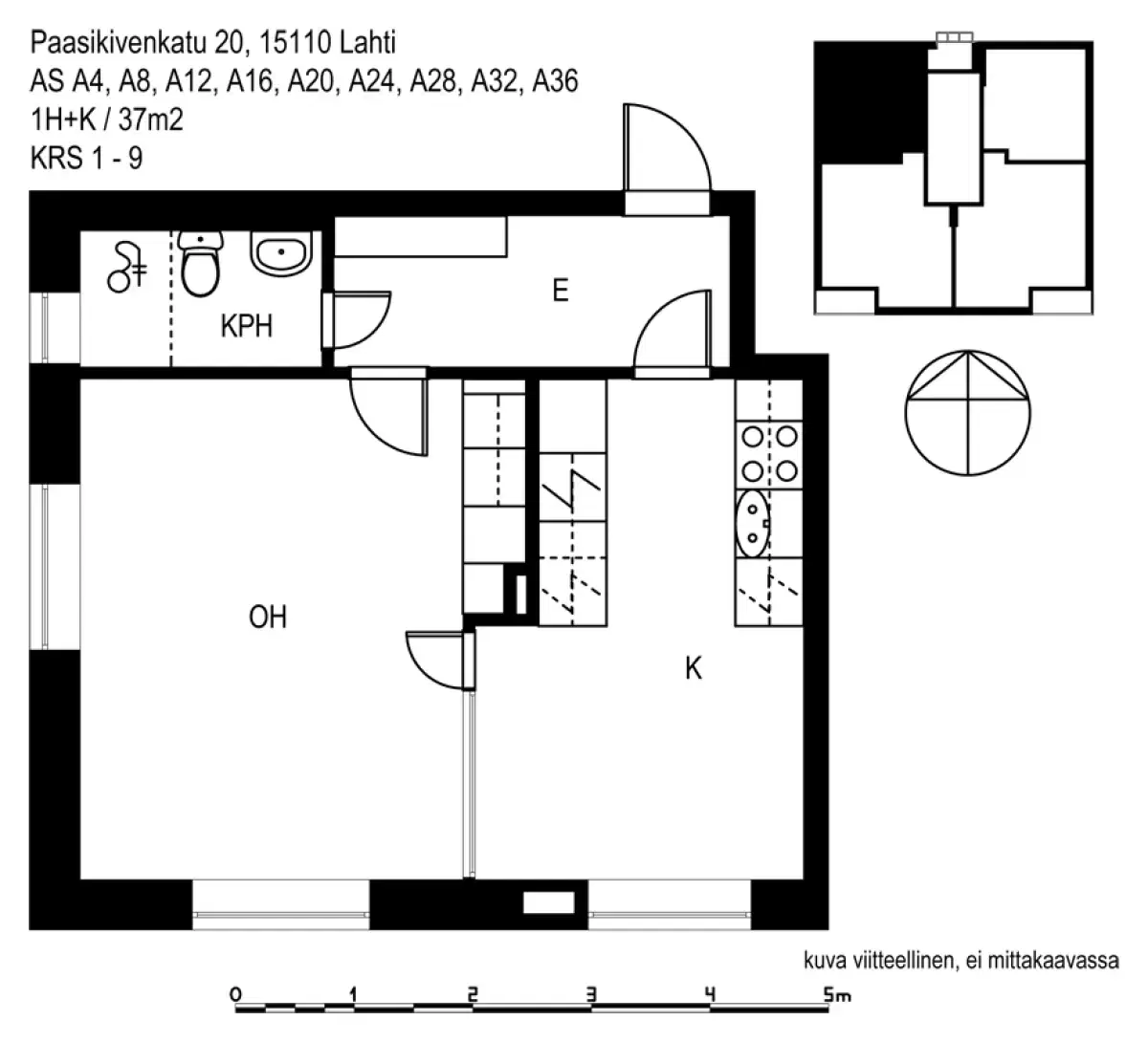 1h+k 37,0 m², paasikivenkatu 6, 8, 10, 12, 14, 16, 20 lahti 1