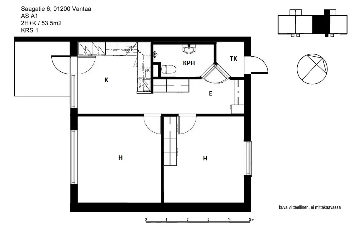 2h+k 53,5 m², saagatie 6 vantaa 1